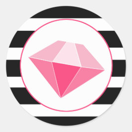 Redondo Joias cor-de-rosa com adesivo de riscas brancas e 