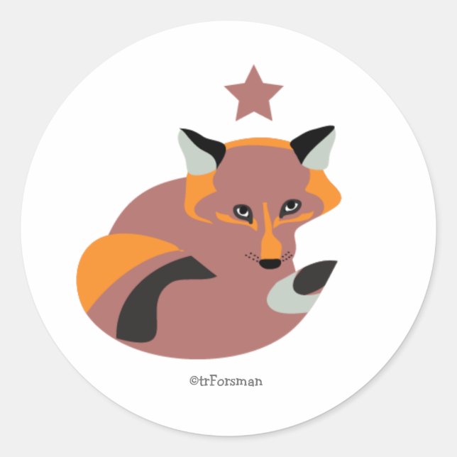 Redondo Kit de raposa com adesivo de estrela de Natal.v2 (Frente)
