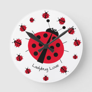 Redondo Ladybug Love Girly Divertiu Cartoon Round Relógio