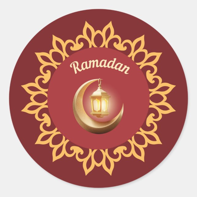 Redondo Lâmpada de Ramadan & Crescente Adesivo Premium – I (Frente)