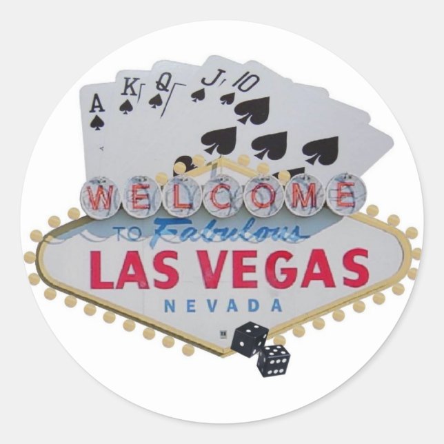 Redondo Las Vegas Royal Flush com adesivo de dados (Frente)