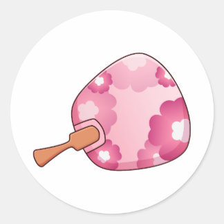 Redondo Leque Japonês Rosa Floral Uchiwa Adesivo de Mão