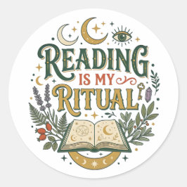 Redondo Ler é Meu Ritual Adesivo Amante de Livros Celestia