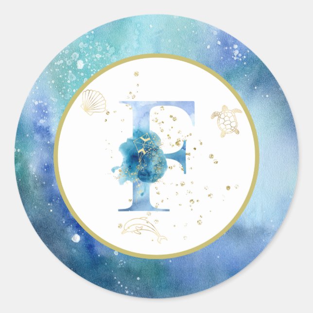 Redondo *~* LETRA F - Adesivo de envelopes náuticos de pra (Frente)