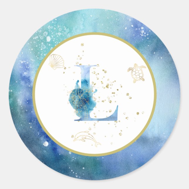 Redondo *~* LETRA L - Adesivo de envelopes náuticos de pra (Frente)