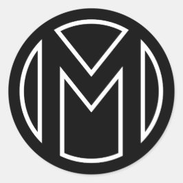 Redondo Letra M no círculo do adesivo preto