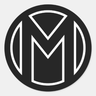 Redondo Letra M no círculo do adesivo preto