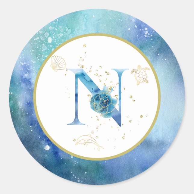 Redondo *~* LETRA N - Adesivo de envelopes náuticos de pra (Frente)