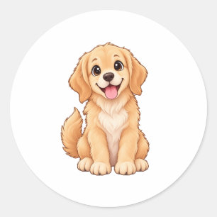 Redondo Lindo Cachorro Feliz Retriever Dourado – Adesivo p