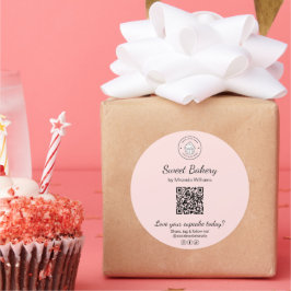 Redondo Logotipo da QR Code Bakery Adesivo Cor-de-rosa Emp
