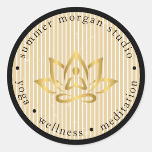 Redondo Logotipo de Adesivo de Estúdio de Yoga Moderno