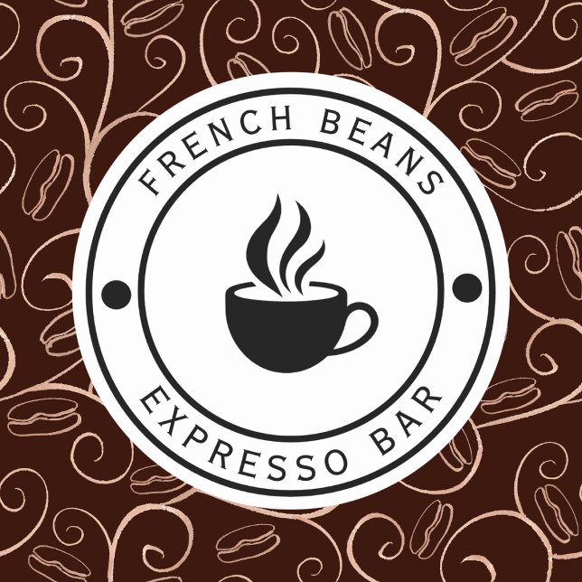Redondo Logotipo de café Tipografia Adesivo (Criador carregado)