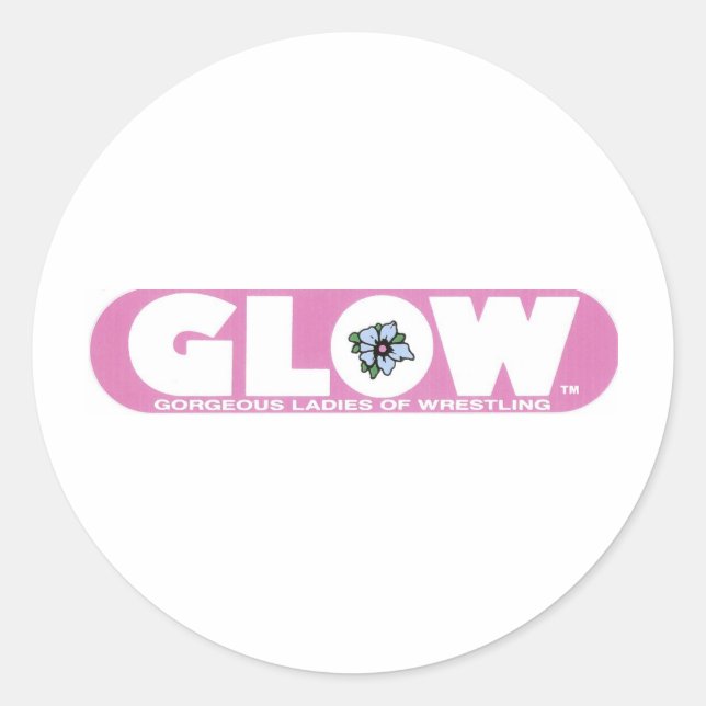 Redondo Logotipo rosa do adesivo GLOW (Frente)