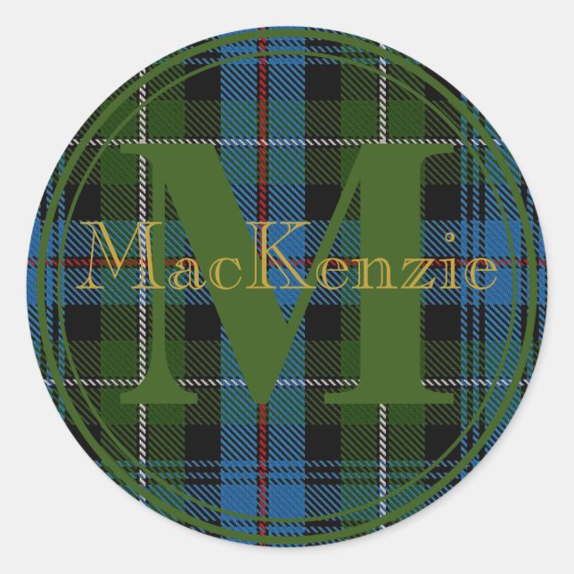 Redondo MacKenzie Tartan Nome Dourado - Selo do Adesivo In (Frente)