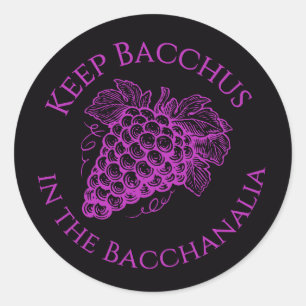 Redondo Mantenha Baco na adesivo de uvas da Bacanal