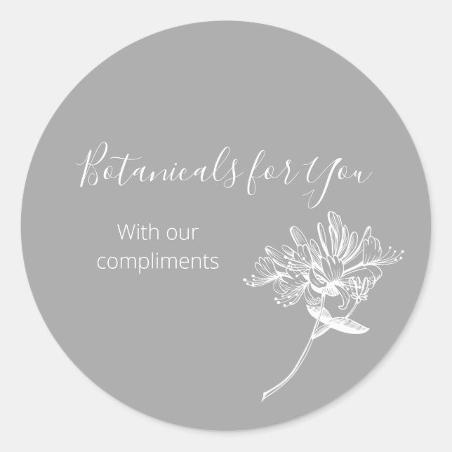 Redondo Manuscrito Botânico moderno e adesivo de Honeysuck (Frente)