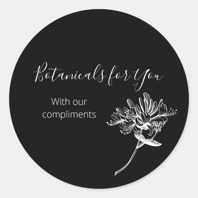 Redondo Manuscrito Botânico moderno e adesivo de Honeysuck (Frente)