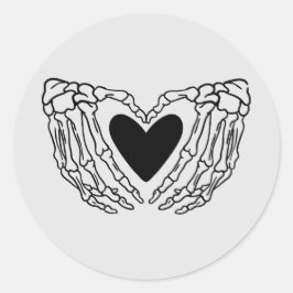 Redondo Mãos do Esqueleto Segurando o Adesivo do Coração