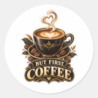 Redondo Mas Primeiro, Adesivo de Café – Café Vintage de Lu
