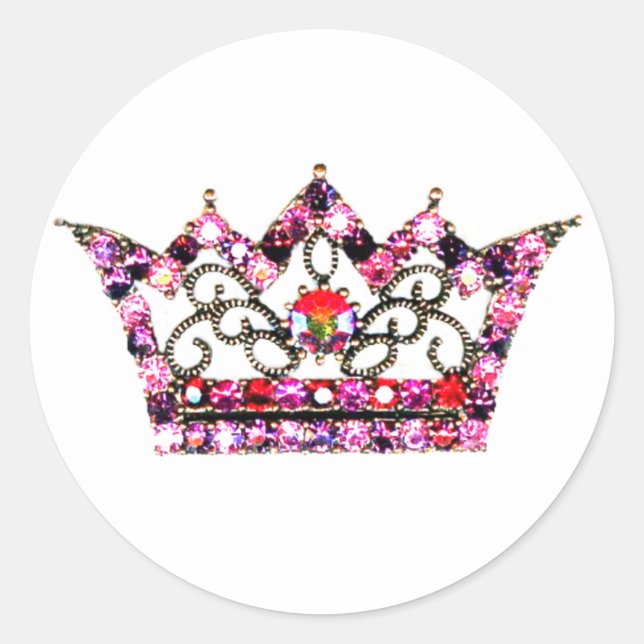 Redondo Matizes cor-de-rosa de um adesivo Tiara (Frente)