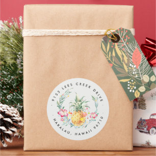 Redondo Mele Kalikimaka Adesivo de Natal de Abacaxi