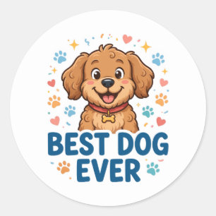 Redondo Melhor Cachorro de Todos os Tempos Adesivo