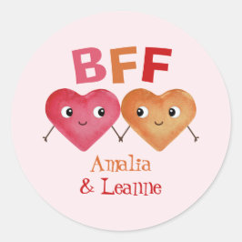 Redondo Melhores Amigos Para Sempre BFF adesivo de coração