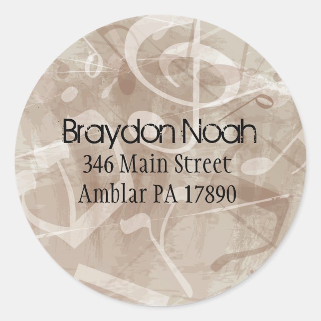 Redondo MELODY do adesivo do endereço de retorno TORAH (Frente)