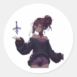 Redondo Menina Anime Feiticeira Gótica Adesivo