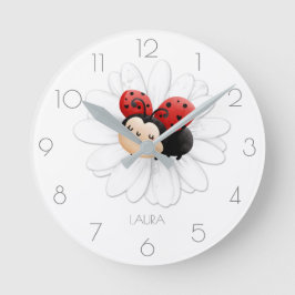 Redondo Menina de ladybug bonita Nome Ladybug relógio redo
