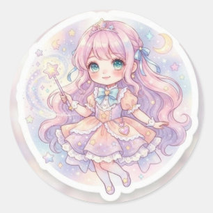 Redondo Menina Mágica de Anime Sonhadora Estrela Adesivo (