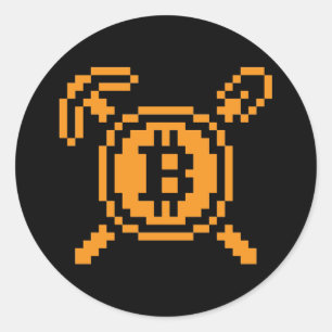 Redondo Minerador de Bitcoin BTC 8-Bit Adesivo