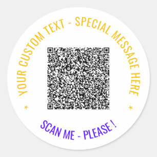 Redondo Modelo de Adesivo de Código QR Colorido com Texto 