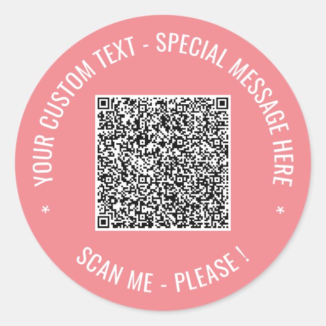 Redondo Modelo de Adesivo de Código QR com Texto Personali (Frente)