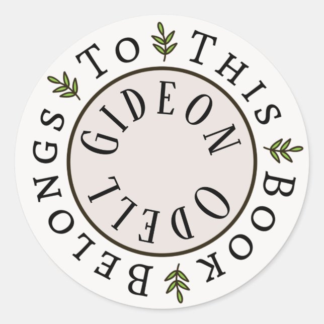 Redondo Modelo de adesivo "Este Livro Pertence A" (Frente)