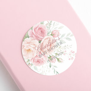 Redondo modelo de adesivo floral de rosas cor-de-rosa suav