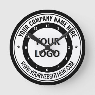 Redondo Modelo de Relógio de Texto Personalizado e Logotip