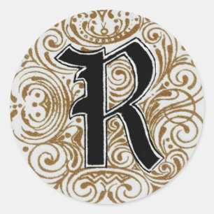 Redondo Monograma "R" em Dourado - Adesivo