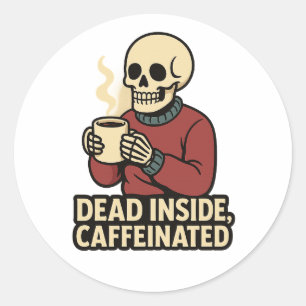 Redondo Morto por Dentro Cafeinado – Adesivo de Esqueleto