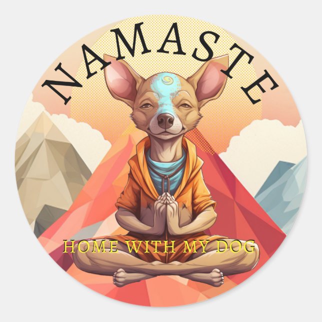 Redondo Namaste, casa com o meu cão! Adesivo (Frente)