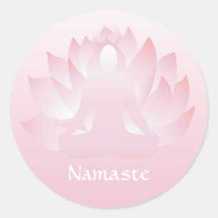 Redondo Namaste Yoga Lotus Pose Flor Pink Adesivo