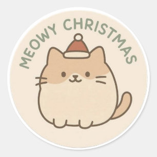 Redondo Natal felino adesivo de gato fofo