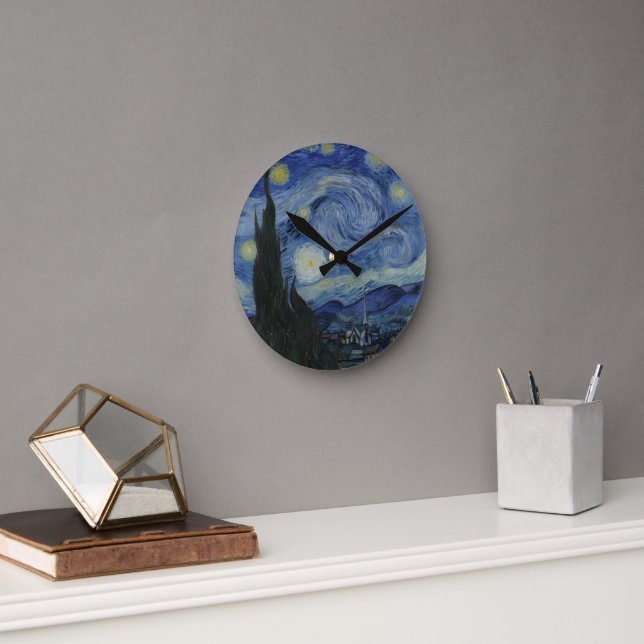 Redondo Noite Estrelada - Van Gogh Grande Relógio de Pared (Escritório)