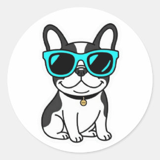 Redondo Nome de Estimação Personalizado Adesivo Bulldog Fr
