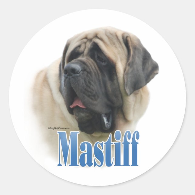 Redondo Nome do Mastiff do Fawn - Adesivo (Frente)