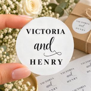 Redondo Nomes de Favor de Casamento Personalizados Adesivo