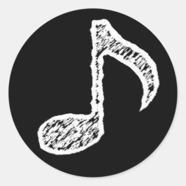 Redondo Nota de Música - Adesivo Branco