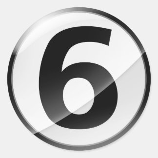 Redondo Número 6: Adesivo preto