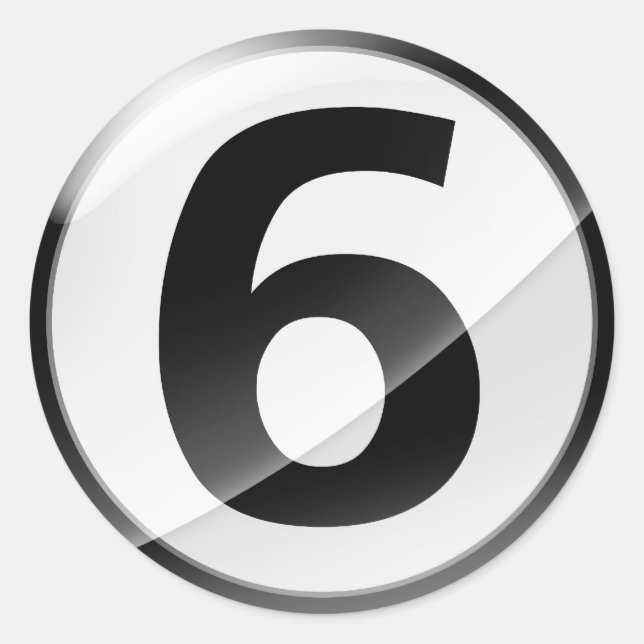 Redondo Número 6: Adesivo preto (Frente)