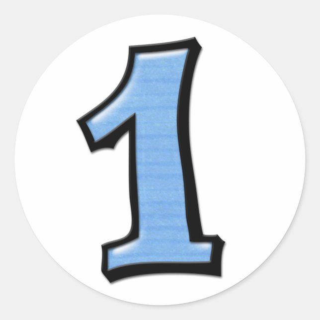 Redondo Números de bobo 1 adesivo azul (Frente)
